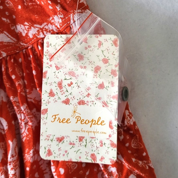 New Free People Mimi Halter Tunic Top Orange Floral Women Small Lavender Combo S - Picture 4 of 14